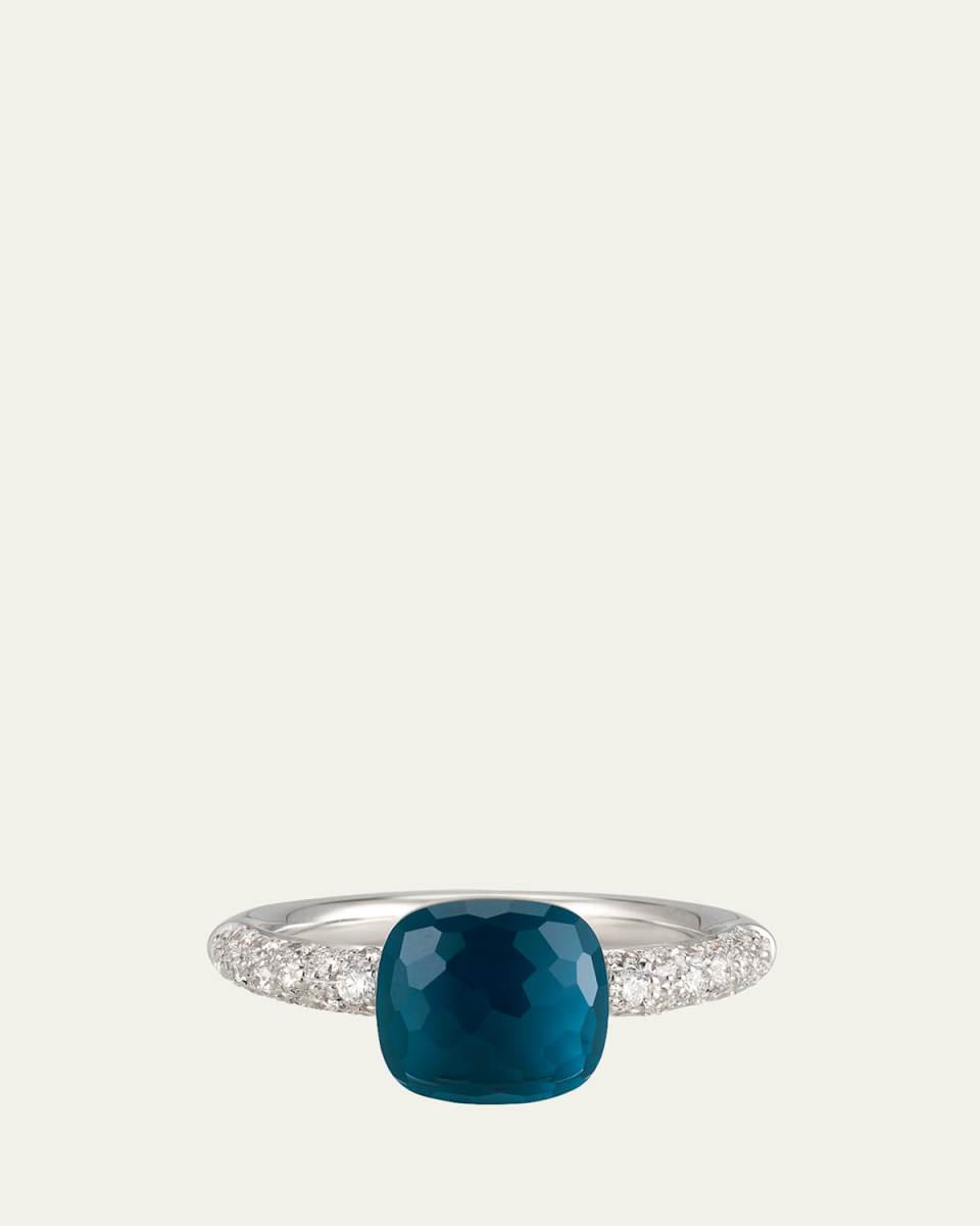 Nudo Petite 18K Gold Ring with London Blue Topaz and Diamonds
